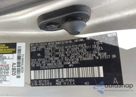 2005 Toyota Sienna Le from USA, damaged, VIN 5TDZA23CX5S235693